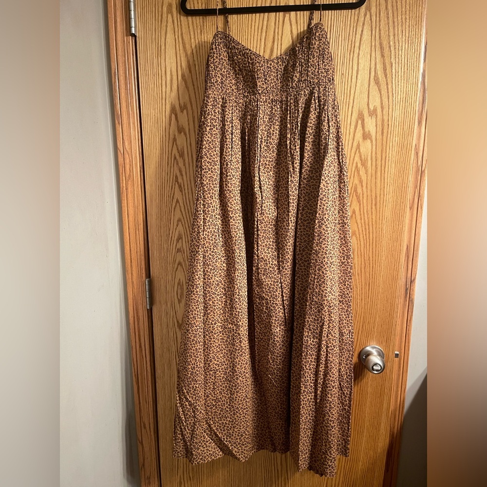 Brown Leopard Print Midi Dress